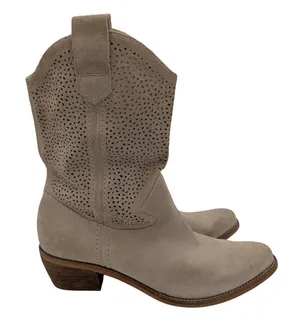 BCBGeneration‎ Bastille Taupe Suede Perforated Western Boots Womens 7.5B 37.5 thumbnail 1