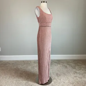 Pink Metallic Beaded Column Gown Women's Size 4 Formal Dress thumbnail 4