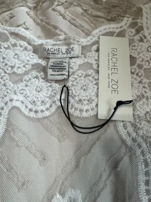 Rachel Zoe Lace Duster Boho Embroidered Ivory Kimono Sheer thumbnail 4