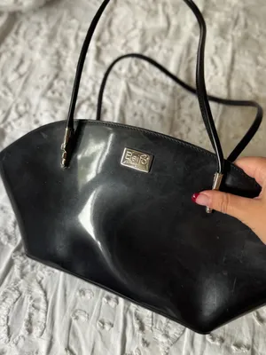 Beijo Black Patent Dome Shoulder Bag with Gold Plaque thumbnail 1
