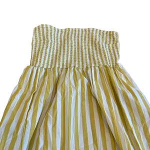 A New Day Yellow White Striped Maxi Dress Sundress Strapless Cotton Size Medium thumbnail 3