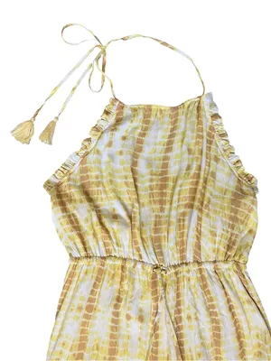 Revolve Majorelle Women’s Baker Yellow Tie Dye Halter Neck Tassel Tie Mini Dress thumbnail 3