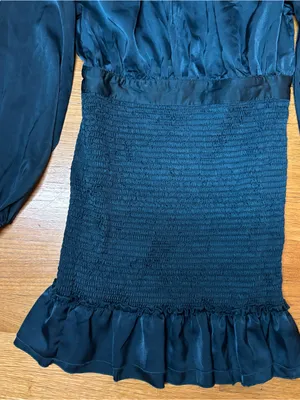 NEW Line & Dot Emerald Silky Elliot Ruched Luxury Wedding Guest Event Dress M thumbnail 6
