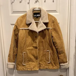 VTG‎ IZ Sport Womens Tan Corduroy Faux Shearling Lined Jacket M Western Rancher thumbnail 1