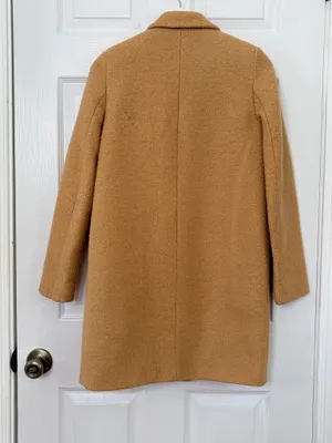 ZARA Basic Women’s XS Camel Double Breasted Long Coat Quiet Luxury Classic Chic thumbnail 3