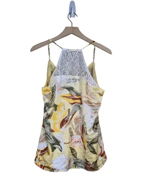 WHBM Women's M Lace Racer Back Floral Havana Print Flowy Lined Camisole Tank thumbnail 2