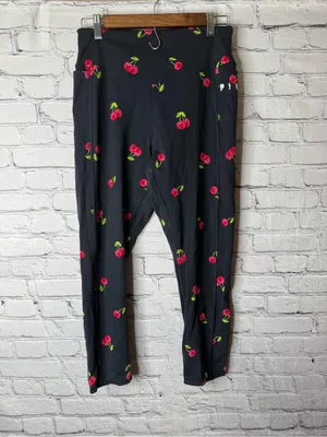 Women’s VS Pink Black Leggings with Red Cherry Print size large thumbnail 7