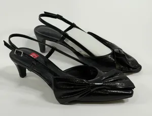 INC International Concepts Winnetp Black Crinkle Bow Slingback Kitten Heels 7.5M thumbnail 1