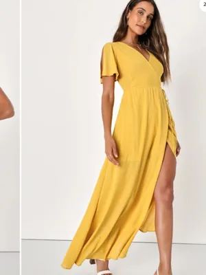 LULU's Chic Romantic Sexy Flowy Wedding Casual Resort Europe Vacation Wrap Dress thumbnail 5