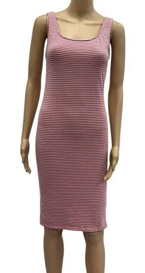Hearts and Hips Pink White Striped Sleeveless Midi Tank Dress Juniors Large thumbnail 1