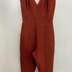 House of CB Cypresa Rust Lurex Collar Strap Jumpsuit Women’s Size XS thumbnail 16