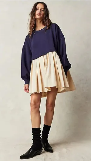 Free People Eleanor Striped Sweatshirt Tunic Dress thumbnail 1