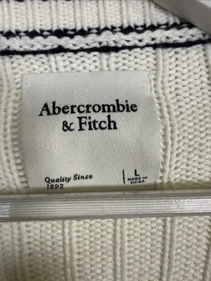 Abercrombie & Fitch V-Neck Button-Front Varsity Sweater Cardigan W2506 Sz L thumbnail 2