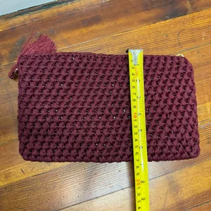 Crochet Chain-Shoulder Clutch - Burgundy thumbnail 4