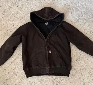 vintage y2k carhartt‎ bomber zip up jacket sz xxl womens hooded in dark brown thumbnail 1