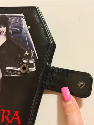 Elvira Mistress of the Dark coffin shaped fold wallet, faux leather 5.6"x4" thumbnail 3