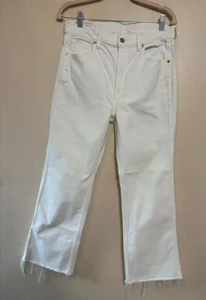 Gap Women’s Vintage Flare High Rise Raw Hem Stretch White Size 10 Regular thumbnail 1
