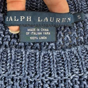 Ralph Lauren Blue 100% Linen Italian Yarn Open Knit Sweater Small‎ RL-CCRC1W thumbnail 2