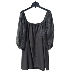 Banana Republic‎ 15Y NWT Black Sheer Dot Mesh Balloon Sleeve Mini Dress XL thumbnail 4