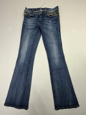 ReRock for Express Womens Embroidered Bootcut Blue Jeans thumbnail 1