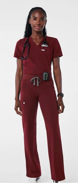 Figs Women’s Kade Cargo Scrub Pant in Burgundy size S/P thumbnail 1