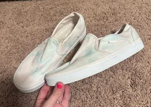 Vans Slip-On Flats in Pastel Tie-Dye (White, Light Blue, Light Pink) thumbnail 1