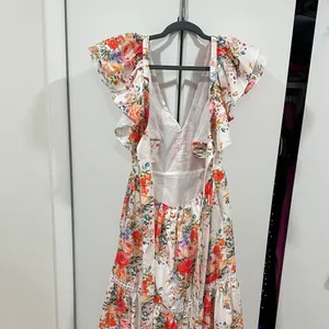 Floral Ruffle Tiered maxi dress Pink Size L thumbnail 7