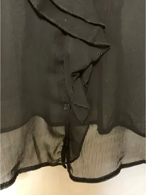 Bar III Sheer Black Blouse Long Sleeve Ruffled Sz L thumbnail 4