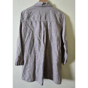 Chico's Design Linen Cotton Chore Jacket Womens Size 1 Brown Long Sleeve Utility thumbnail 3