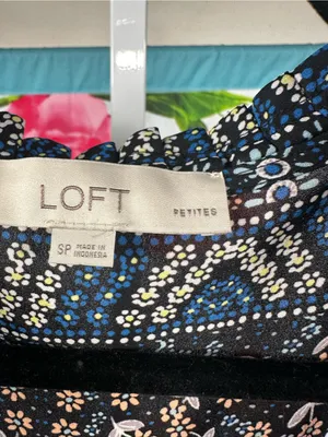 P290. LOFT Blue Patchwork Print Long Sleeve Top thumbnail 2