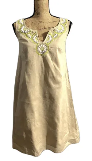 Calypso St. Barth for‎ Target Shift Dress Tan Beaded Neckline Size XS (No Belt) thumbnail 1