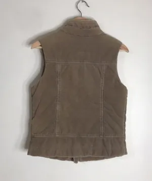Vintage corduroy puffer zip and button up pullover fall winter vest size small thumbnail 2