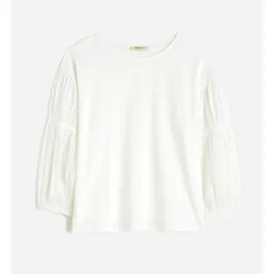 Madewell Puff Sleeve Drop Shoulder Knit Top Cotton Viscose White Small NWT thumbnail 6