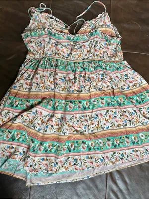 O'Neill Floral Mini Dress in Mint, Pink, White thumbnail 4