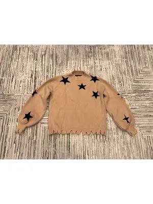 Dance & Marvel women's medium beige/black Stars mock neck sweater thumbnail 4