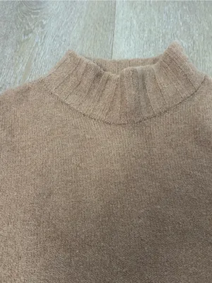 J Crew Camel Tan Knit Mock Neck Wool Alpaca Sweater thumbnail 3