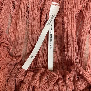 By Anthropologie Long-Sleeve Sheer‎ Striped Crop Blouse Rose Pink Off Shoulder thumbnail 7