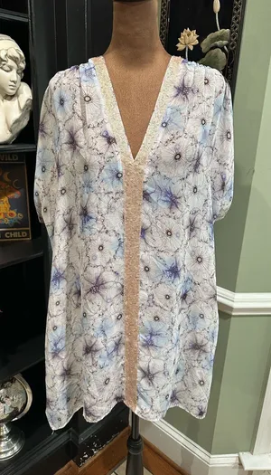 One September “Lyla” Sheer Sequin Floral Tunic – One Size (Fits XS–XL) thumbnail 1
