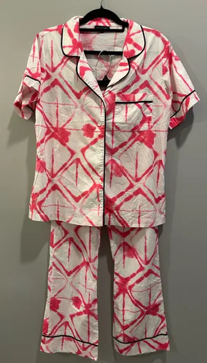 Katie Kime Strata Print Polo Top and Pants Pajamas Set thumbnail 1