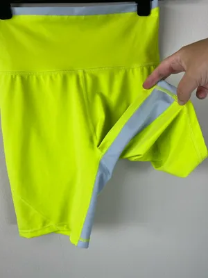 Wilo the Label Colorblock Biker Shorts Neon Lime & Gray Athletic Gym Yoga Medium thumbnail 4