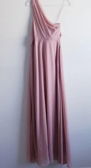 Birdy Grey Mauve Pink Chiffon Bridesmaid One Shoulder Dress New With Tags thumbnail 6