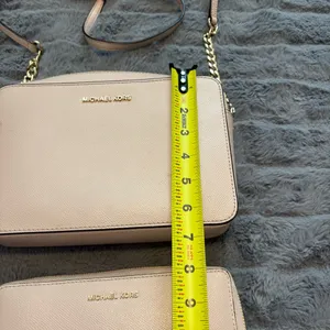 Michael Kors Baby Pink Saffiano Leather Crossbody Bag + Zip Wallet Set thumbnail 10