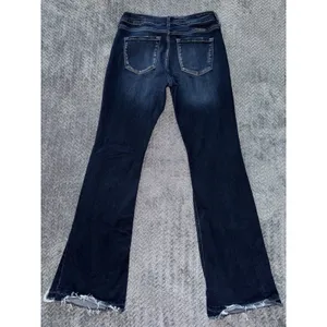 KanCan High Rise‎ Flare Jeans Dark Wash Button Fly Frayed Hem Size 30 thumbnail 6