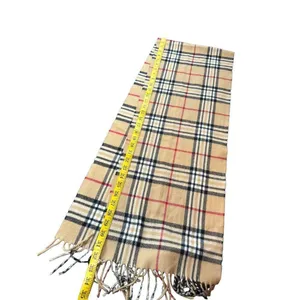 plaid winter Scarf Beige Tartan Plaid 70" x 12" Unisex thumbnail 6