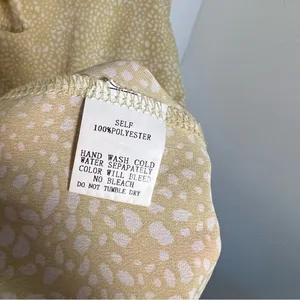 Pinch Womens Size Large Ruffle Dress Yellow White Geometric Dot Pattern Neck Tie thumbnail 14