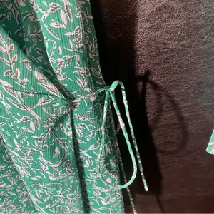 East Order Green Gizele Botanical-Print Mini Wrap Dress‎ Size Medium thumbnail 4