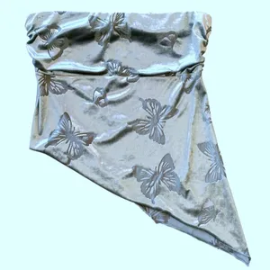 Urban Outfitters Fairycore Light Blue Velvet Burnout Butterfly Tube Top M thumbnail 2
