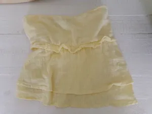 Edikted Pastel Yellow Smocked Ruffle Tube Top thumbnail 2