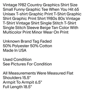 Vintage 1982 Country Graphics Shirt Size Small Funny Graphic Tee When You Hit 65 Unisex T-shirt thumbnail 2