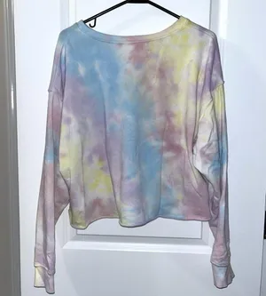 Colsie/Target Rainbow Tie Dye Cropped Crewneck Sweatshirt Size: L thumbnail 2